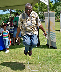 Lt. Gov. Gregory Francis shows his physical fitness by jumping rope. Lt. Gov. Gregory Francis shows his physical fitness by jumping rope.