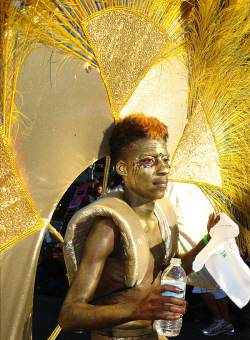 A golden dancer glows in the sun during the 2010 Crucian Christmas Festival Parade. A golden dancer glows in the sun during the 2010 Crucian Christmas Festival Parade.