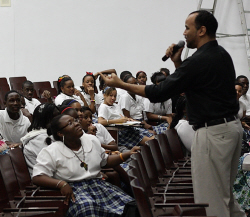 Erik Cork brings his street-smart teaching to St. Croix Educational Complex. Erik Cork brings his street-smart teaching to St. Croix Educational Complex.