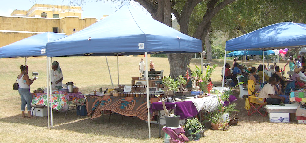 Vendors line the lawn at Fort Christianvaern.