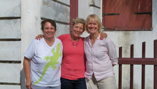 Friends of St. Croix National Parks members, from left, Elizabeth Rezende, Julie San Martin and Susan Wall at the NPS Steeple Building.
