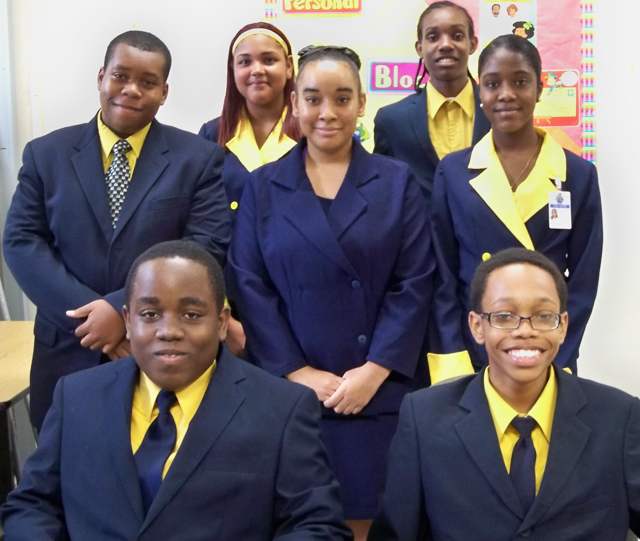 FBLA officers, front row from left, Lance Frank and Peter Clifford; center row, Akyem Prince, Nayeli O'Shaughnessy and Demi Trim; back row, Coraliz Rivera and Mojania Denis.