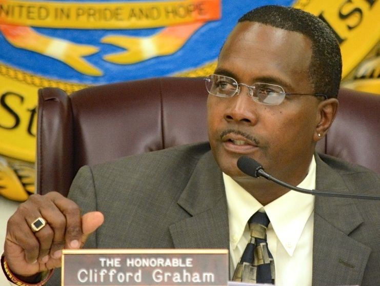 Sen. Clifford Graham at Monday's Finance Committee hearing.