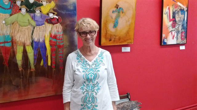 Hanne Rasmussen at her gallery, Artt@TopHat. (carol Buchanan photo)