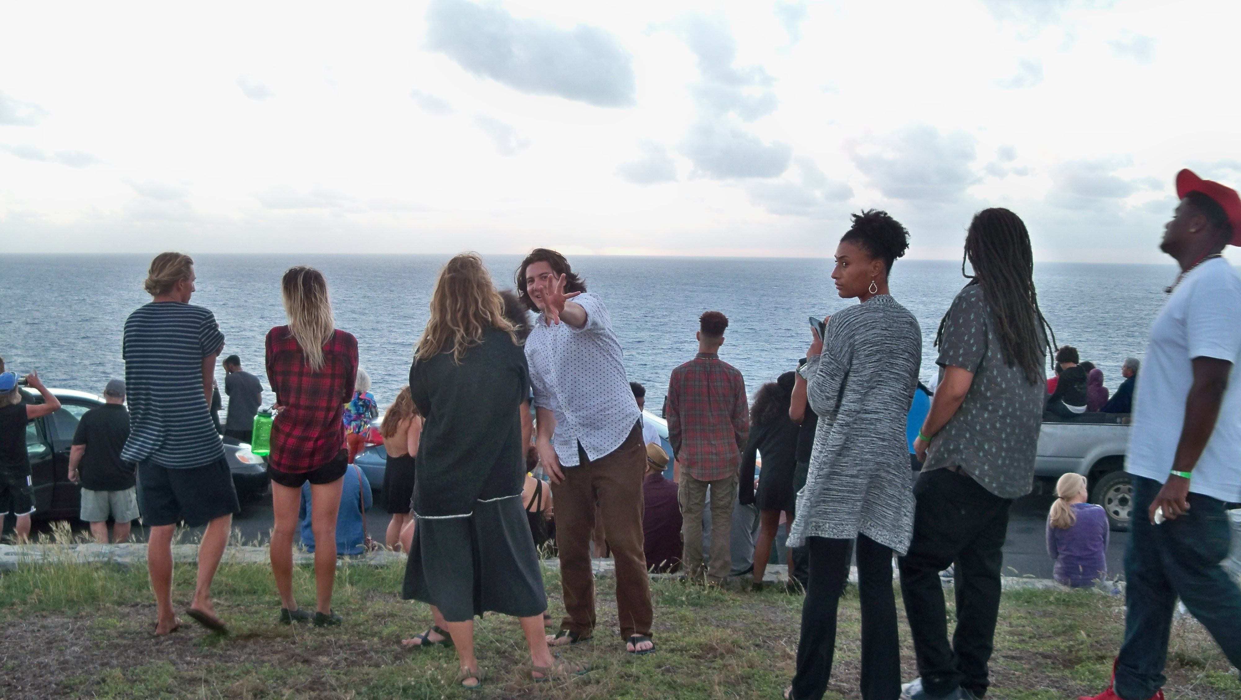 Hundreds lined the bluff above Point Udall Friday to mark the first sunrise of the new year. (Carol Buchanan photo)