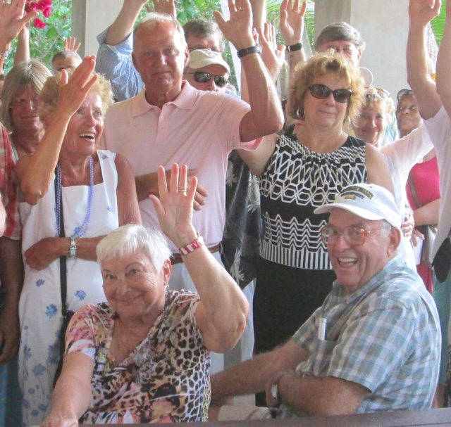 With 61 years of wedded life, Martin and Rebecca Brooks, seated in the front, were the longest married couple at Sunday's vow renewal on St. John.