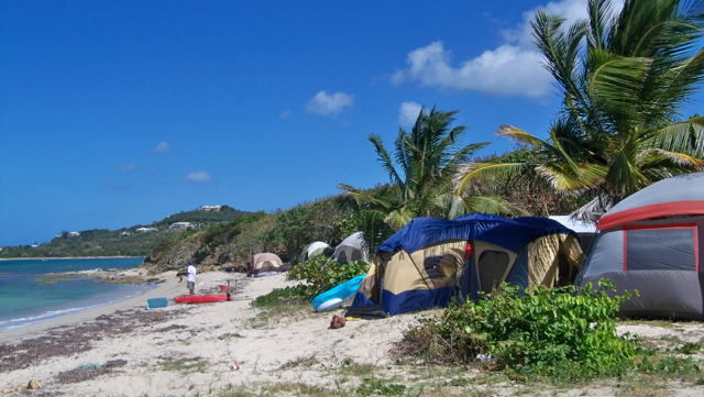 A few campers remain Monday at Columbus Landing after the Easter camping weekend.