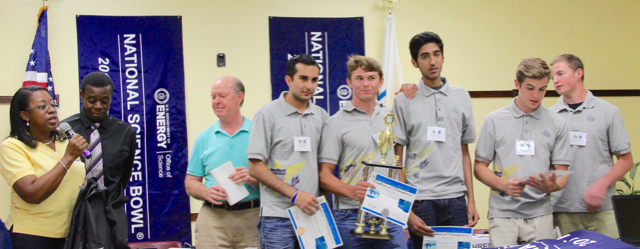 The Antilles School team receive their award for placing first at the 2016 Virgin Islands Regional Science Bowl competition.
