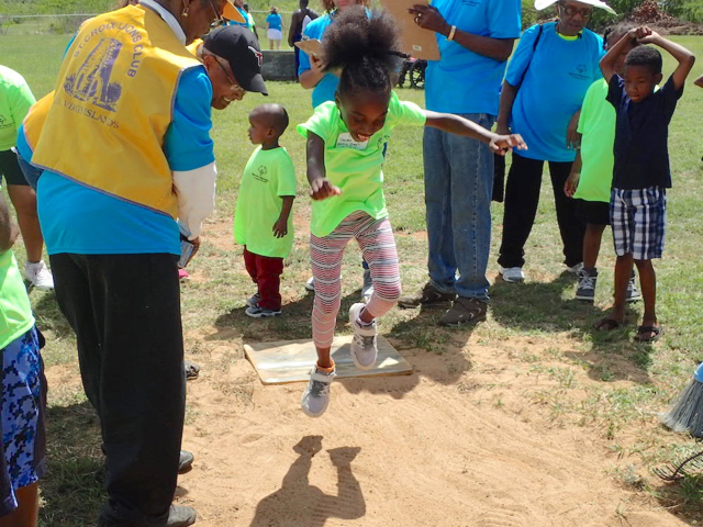 A chance to jump brings a smile to the face of a Special Olympics competitor Saturday.