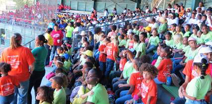 St. Croix&rsquo;s primary students fill Canegata Ballpark Friday for the culminating activities of Week of the Young Child. (Photo provided by the Department of Education)