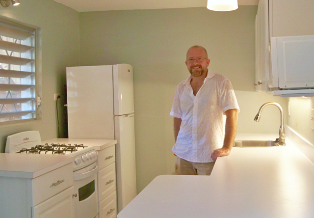 Christopher Swanson in a kitchen at Liberty Hall on Hospital Street.