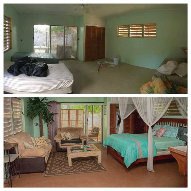 Before and after at what was once Prince Street Apartments, and is now called Caribbean Breeze.