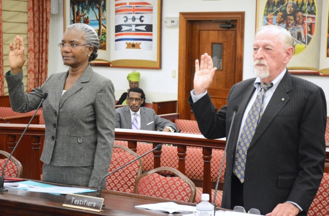 Noreen Michael and George Blackhall (Barry Leerdam photo provided by the V.I. Legislature)