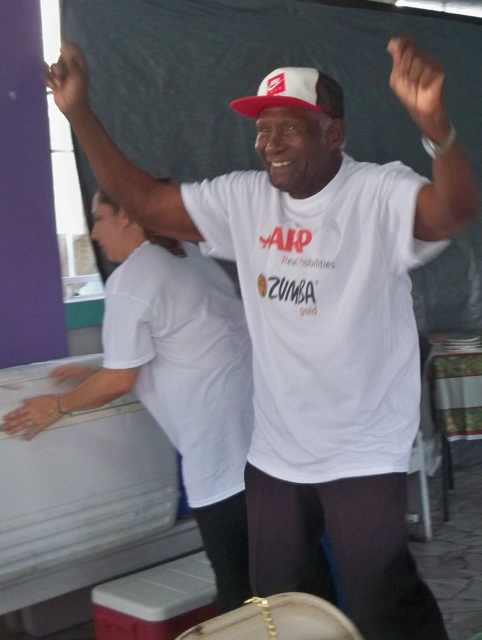 Ricky Lambert, 86, does Zumba for fun and fitness.