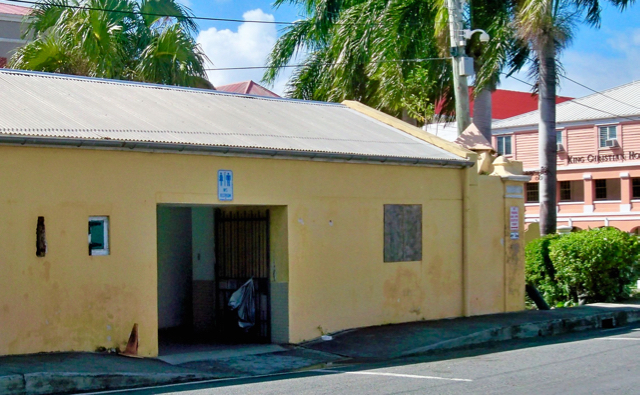 The bathrooms in Christiansted in the historic area.
