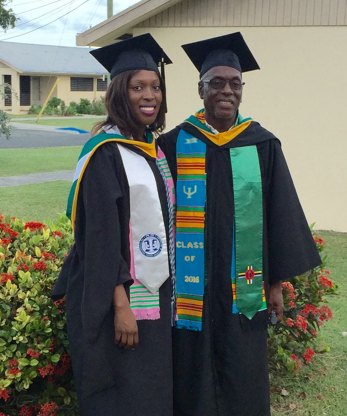 Berle Wallace and his daughter, Berlina Wallace-Berube, on graduation day
