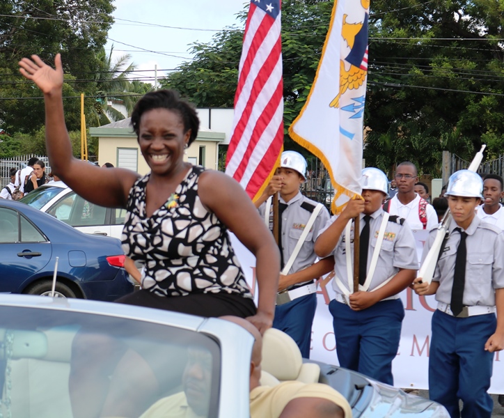 V.I. Teacher of the Year, St. Croix Central High School English teacher Dinah Browne, is chauffeured around the school campus Thursday, Nov. 10 in honor of her accomplishments.