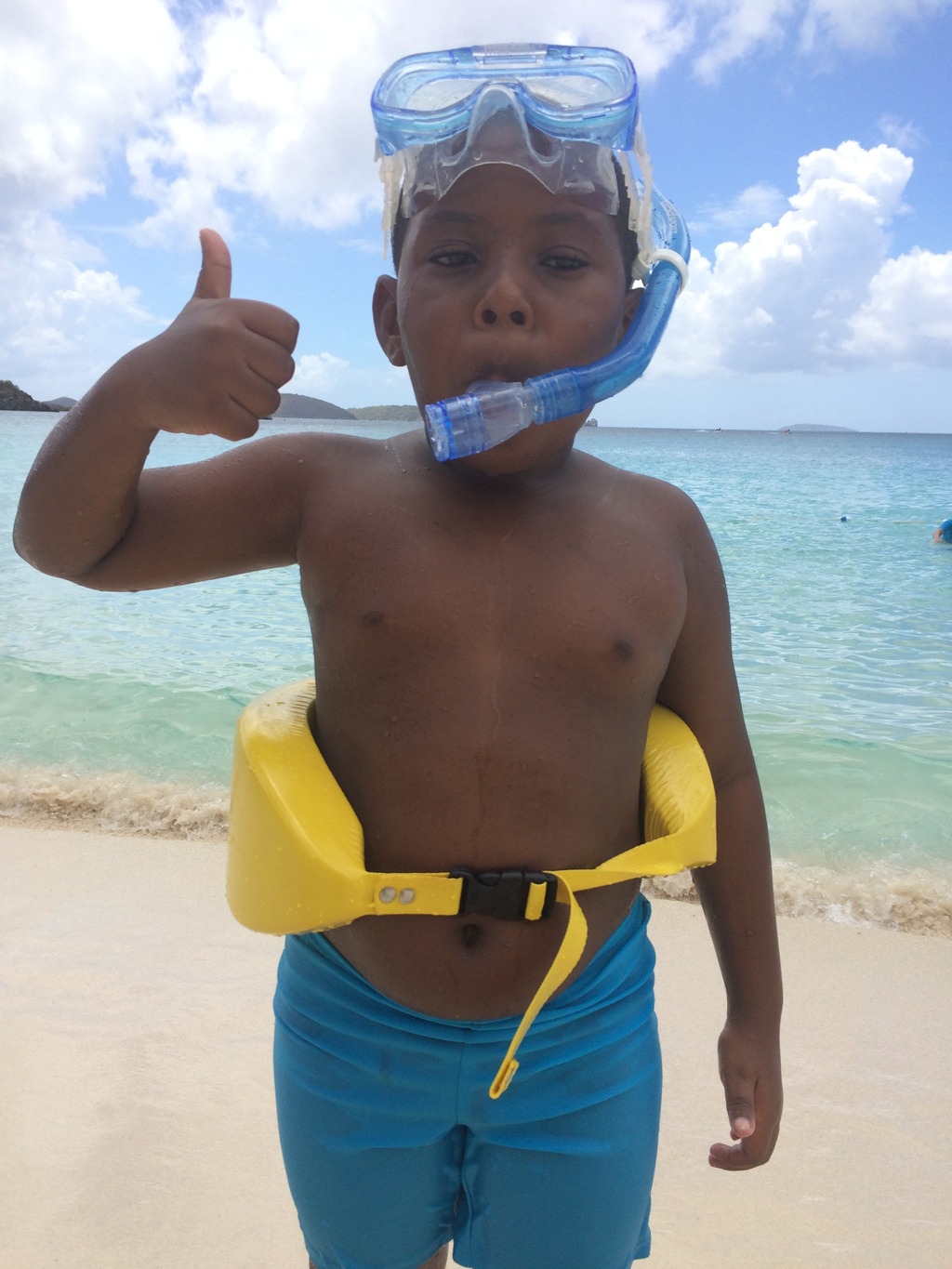 Caleel snorkels at Beach-to-Beach Swim last year