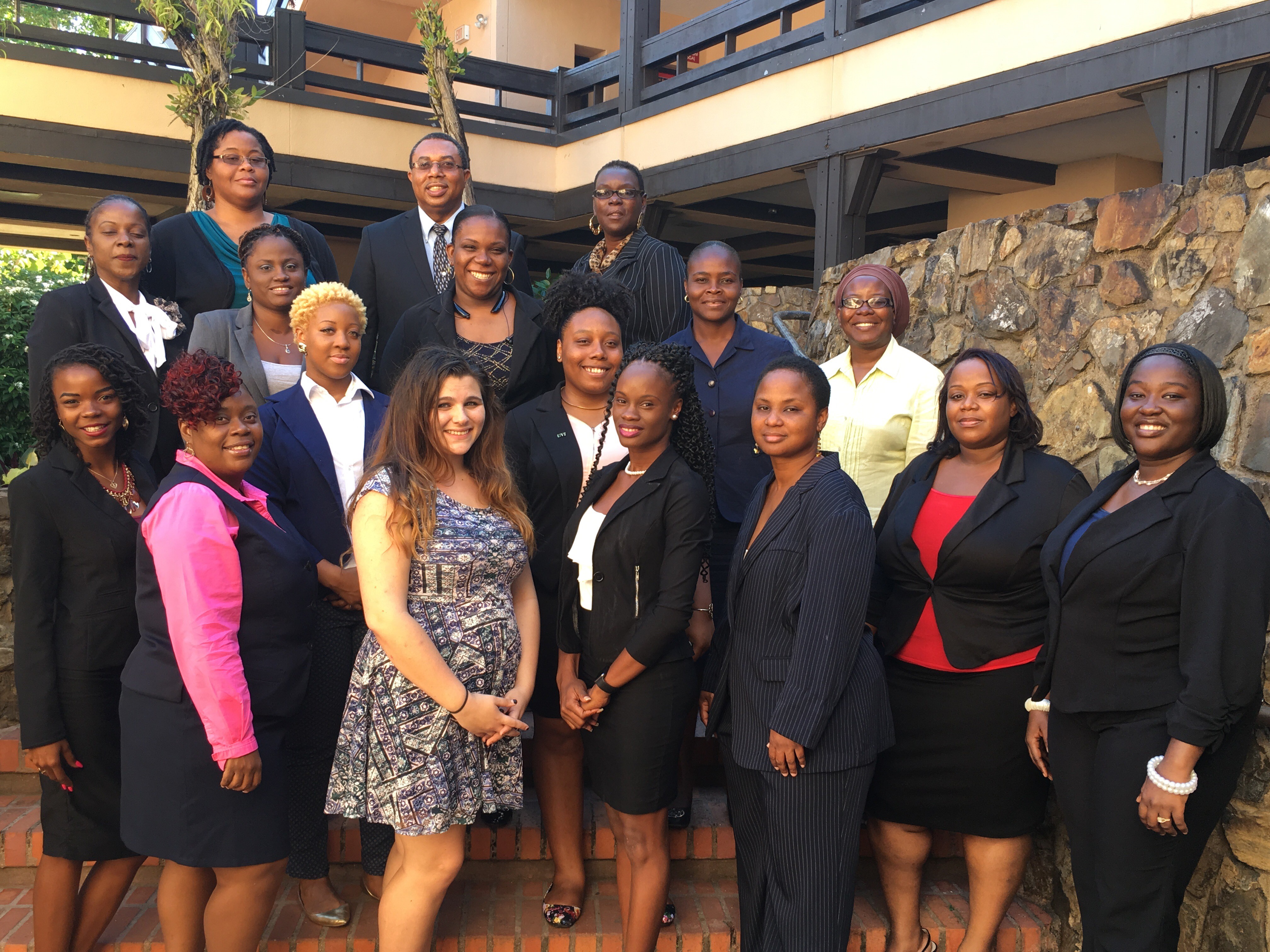 The UVI Call Center team poses for a photo on the University of the Virgin Islands Albert A. Sheen Campus, St. Croix.