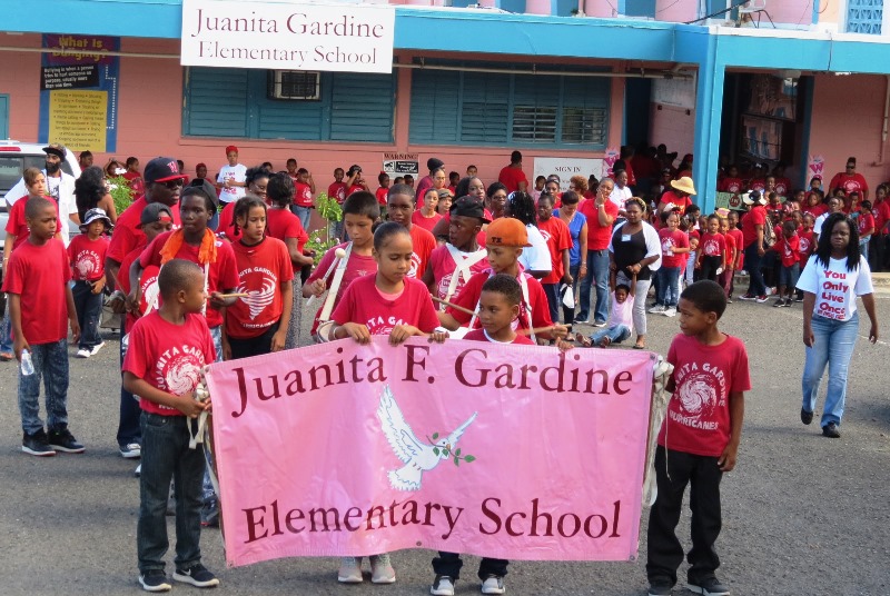 Juanita Gardine Elementary School students, joined by parents, faculty, staff and volunteers begin their Annual Red Ribbon Week Drug-Free March around the community on Thursday, Oct. 27.