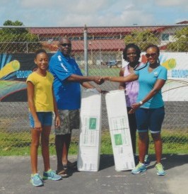 St. Croix Educational Complex receives new tennis nets from Ground Strokes Tennis Club.