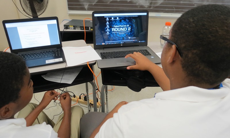 St. Croix Educational Complex Tasmania Devils participate in CyberPatriot Round 2 on Dec. 9.