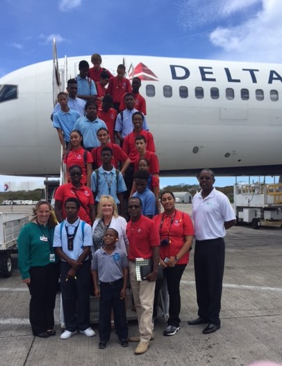 Junior Achievement students arrive at Cyril E. King Airport to 'job shadow.'