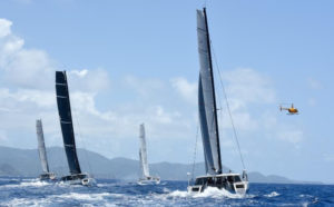 Action in the Large Offshore Multihull Class of the St. Thomas International Regatta was so close that the final day of racing came down to a tie-breaker. (Photo © STIR/Dean Barnes)