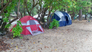 Campsites are all set up at Cane Bay.