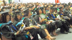 More than 100 UVI graduates celebrate the school's 53rd commencement with a ce3remony in the St. Croix Educational Complex auditorium.