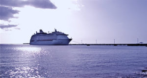A cruise ship visits the Fredericksted pier on St. Croix. (John Baur photo)