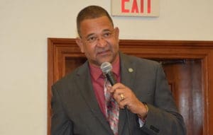 Sen. Jean Forde speaks during Wednesday's Senate session. (Photo by Barry Leerdam, provided by the V.I. Legislature)