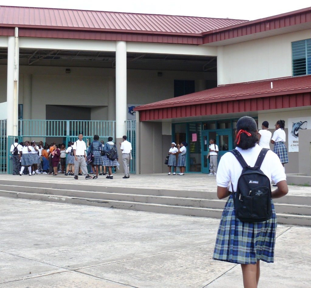 Students arrive for class at the St. Croix Educational Complex. (Bill Kossler photo)