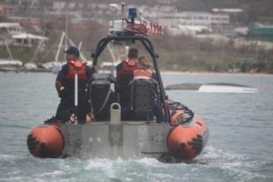 U.S. Coast Guard assesses Christiansted Harbor Friday. (U.S. Coast Guard photo)