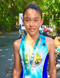 Tabor Helton of St. Thomas was the youngest athlete ever to compete in the Love City Triathlon.