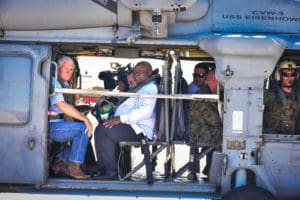 Gov Kenneth Mapp greets Vice President Mike Pence when he arrives on St. Croix. (Government House photo)