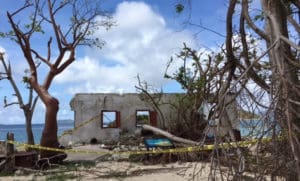 The Danish warehouse at Cinnamon Bay was undercut and washed away by Hurricane Irma.