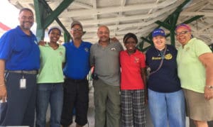 From left, Rotary member Dave Beck, Rotary Club St. Croix President Beverly Hermon, Rotary Club Mid-Isle President Willard John, Assistant Governor for Rotary VI South Marcell Galiber, Rotary Club West President Jennell Bryan, Rotary Area Coordinator for Public Image, Liz Goggins and former Rotary Club St. Croix President Sandra Gerrard Leyung.