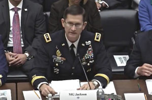 Army Corps of Engineers Major General Donald Jackson testifying Thursday to the U.S. House Transportation and Infrastructure Committee. (Screen capture from the U.S. House Transportation and Infrastructure Committee Nov. 2 hearing)