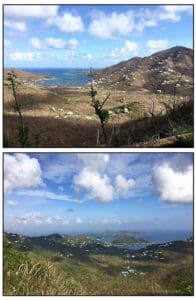 The view from the Bordeaux Overlook on Oct. 1, top, and a greener view from the overlook on Oct. 29.