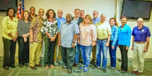 Eight members of Congress and other officials joined Gov. Kenneth Mapp and Delegate Stacey Plaskett for a listening session at Juan F. Luis Hospital following a brief tour to assess hurricane damage and the ongoing recovery effort. (Government House photo)