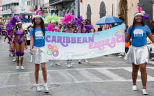 The Caribbean Embrace Carnival Troupe marches in the 2017 Carnival Parade. (Photo submitted by the V.I. Carnival Committee)