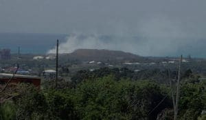 In March, a fire at the Anguilla Landfill caused a smokey day on St Croix. Wednesday another fire broke out, causing WMA's WMA's interim Director AdrianTaylor to miss a court hearing on the landfill's future. (Susan Ellis photo)