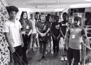  Clay Jones, center, and Jana Ferguson, right, with photography students aboard Royal Caribbean’s Harmony of the Seas. 