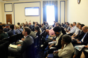 The room was packed at the recent congressional disaster preparedness and IT infrastructure briefing in Washington D.C. (Photo: Plaskett's office)