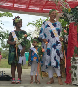 Miss Mango Melee winers, from left, Miss Mango Melee, 8-year old Ayana Nicholas from New York; Miss Mini Mango Melee, 3-year old Estelle Hendrington from St. Croix; and Miss Mature Mango Melee, Oyoko Loving of St. Croix.