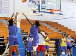 The USVI senior women’s national team hits the hardwood Monday for a final shooting practice before this week’s CAC games.