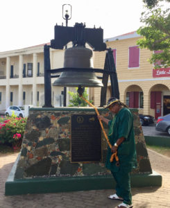 George Larsen continues the tradition of ringing the Liberty Bell in Emancipation Gardens. Now 69 years old, Larsen first rang the bell more than 40 years ago, in 1972.