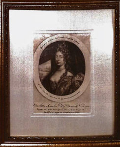 A 1690s mezzotint of Queen Charlotte Amalie previously documented to be at Government House on St. Thomas.