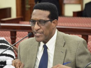 VIHA Director Robert Graham testifies at the Senate Tuesday on the state of V.I. public housing. (Photo by Barry Leerdam for the V.I. Legislature)